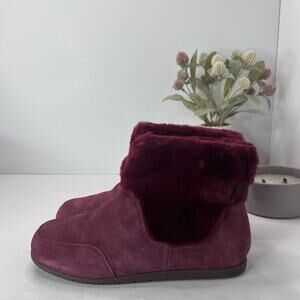 Vionic Maizie Suede Faux Fur Pull On Slipper Boots Orthotic Women's US 7M NWOB